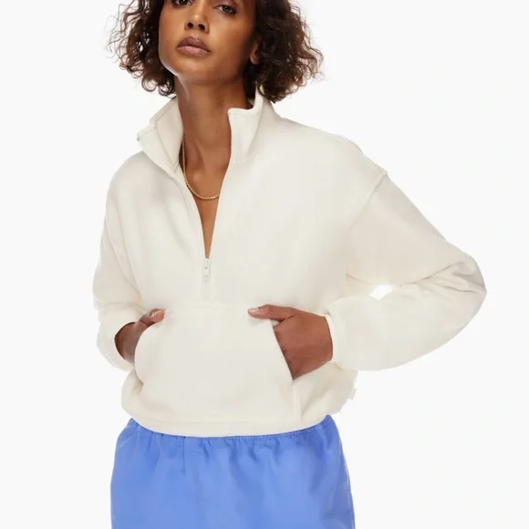 Aritzia Tna Polar Half Zip Sweater Whisper White - Picture 7 of 15